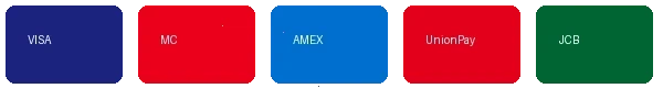 支持的支付方式：信用卡、借记卡、银联等